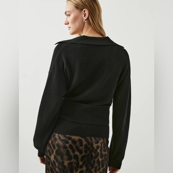 Rails Darya Sweater Ribbed Wrap Black Small NWT $238 - Picture 5 of 14